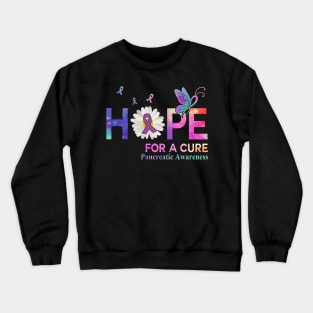 Hope For A Cure  Butterfly Flower Pancreatic cancer Crewneck Sweatshirt